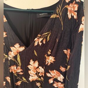 NWOT MINKPINK Black and Orange Floral Dress
